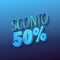 sconto 50%, italian words for 50 percent off, blue 3d letters on dark blue background, 3d rendering