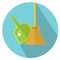 Scoop and broom icon flat style. Cleaning icon. Vector illustration