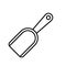 Scoop with handle icon. Thin line art logo of ladle. Black simple illustration of measuring spoon for flour, dry products, spice,