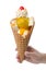 Scoop ice creams with cone and topping