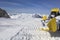 Scoop of snowplow clears tracks in the ski resort of the Hintertuxer in Tyrol, Austria