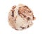 A scoop of tiramisu ice cream form bird`s eye view isolated on white background