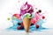 Scoops of Joy: Vibrant Ice Cream in a Fancy Display, A Treat for the Senses