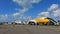 Scoot Boeing 787 Dreamliner in front of Qatar Airways Airbus A380 at Singapore Airshow