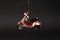 Scooter Christmas tree toy on dark background with copy space