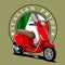 scooter classic and flag of italy