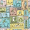 Scooter Comics Background. Ecological Green transport concept. Seamless pattern for your design