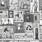 Scooter Comics Background. Ecological Green transport concept. Seamless pattern for your design. Grayscale color