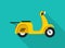 Scooter for delivery. Yellow motorcycle. Cartoon moped. Icon of motorbike. Isolated illustration on white background. Scooter for