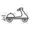 Scooter food delivery icon, outline style