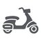 Scooter glyph icon, transport and drive, motorbike sign, vector graphics, a solid pattern on a white background.