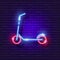 Scooter neon icon. Vector illustration for design. Sports concept. Cycling sign, ecological transport, electric scooter, city