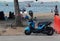 Scooter parked on Beach Road