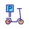 Scooter parking icon vector outline illustration