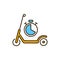 Scooter rental time color line icon. City transport. Pictogram for web, mobile app, promo. UI UX design element