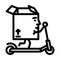 scooter ride cardboard box character line icon vector illustration