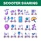 Scooter Sharing Rent Service Icons Set Vector