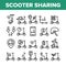 Scooter Sharing Rent Service Icons Set Vector