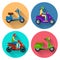 Scooter transport flat icons