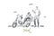 Scooter, travel, couple, adventure, ride concept. Hand drawn isolated vector.