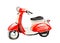 Scooter, watercolor illustration. Vintage moped. Red urban retro motorbike. Motor bicycle isolated on white background.