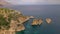 Scopello coast Sicily Italy on a cloudy day aerial view at the house and the coast of Sicily