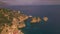 Scopello coast Sicily Italy on a cloudy day aerial view at the house and the coast of Sicily