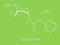 Scopolamine hyoscine anticholinergic drug molecule. Used in treatment of nausea, vomiting and motion sickness. Skeletal formula.