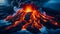 a scorch volcanic steam active hot smoke lava magma flames erupt volcano fire erupting flame flow surface molten Hawaii burn