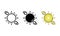 A scorching sun icon representing summer weather
