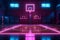 score background wall hall indoor neon corridor interior empty arena basketball game. Generative AI.