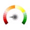 Score credit meter, rate gauge, barometer spectrum and color speedometer
