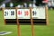 Scoreboard at a lawn bowls match