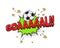 Scoring a goal football match speech bubble isolated vector illustration. Win in soccer match funny cartoon design