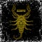 Scorpio. Ornate vintage golden Zodiac sign on grunge background.