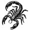 a scorpion is drawn in black ink with the claws out