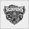 Scorpions emblem. Print design for t-shirt. Tattoo design. Sport club emblems.