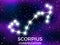 Scorpius constellation. Starry night sky. Zodiac sign. Cluster of stars and galaxies. Deep space. Vector