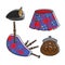 Scot Bagpipe musician traditional accessories isolated illustrations set