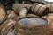 Scotch barrels at the whisky distillery, Scotland