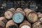 Scotch barrels at the whisky distillery, Scotland