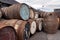 Scotch barrels at the whisky distillery, Scotland