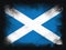 Scotland Flag design composition of exploding powder and paint, isolated on a black background for copy space. Colorful abstract