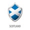 Scotland flag on metal shiny shield illustration.