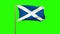 Scotland flag waving in the wind. Green screen