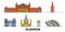 Scotland, Glasgow City flat landmarks vector illustration. Scotland, Glasgow City line city with famous travel sights