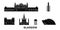 Scotland, Glasgow City flat travel skyline set. Scotland, Glasgow City black city vector illustration, symbol, travel