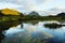 Scotland landscape showing mountains lake and reflection