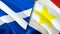 Scotland and Saba Island flags. 3D Waving flag design. Scotland Saba Island flag, picture, wallpaper. Scotland vs Saba Island