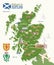 Scotland travel vector map in modern style. Scottish landscapes